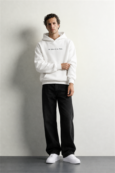 Erkek Kanguru Cepli Mafia Temalı Şardonlu Kapüşonlu Oversize Sweatshirt