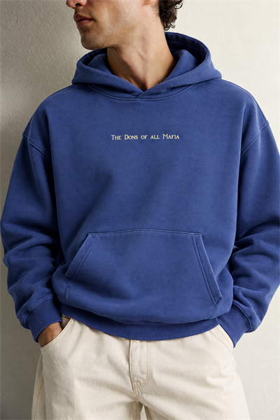 Erkek Kanguru Cepli Mafia Temalı Şardonlu Kapüşonlu Oversize Sweatshirt