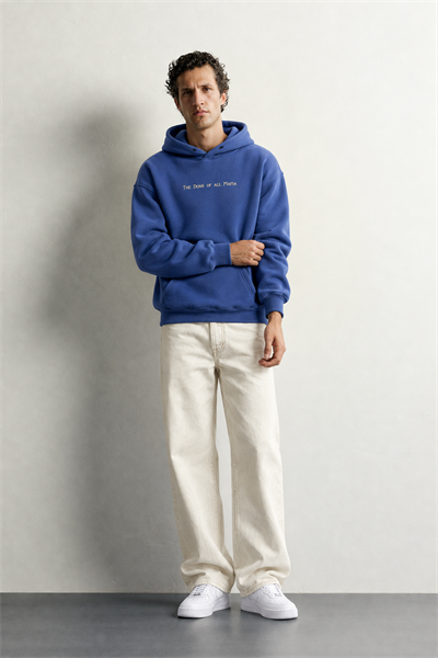 Erkek Kanguru Cepli Mafia Temalı Şardonlu Kapüşonlu Oversize Sweatshirt