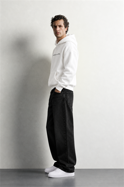 Erkek Kanguru Cepli Mafia Temalı Şardonlu Kapüşonlu Oversize Sweatshirt