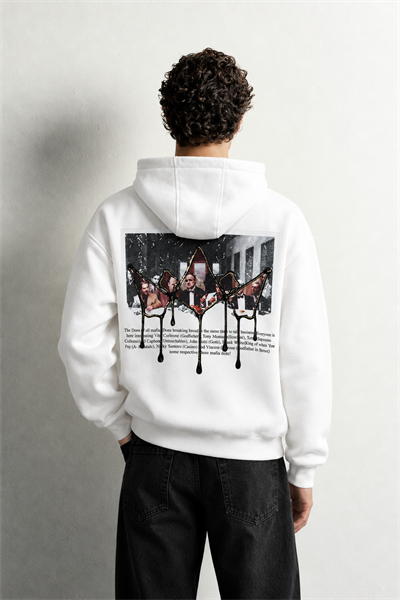 Erkek Kanguru Cepli Mafia Temalı Şardonlu Kapüşonlu Oversize Sweatshirt