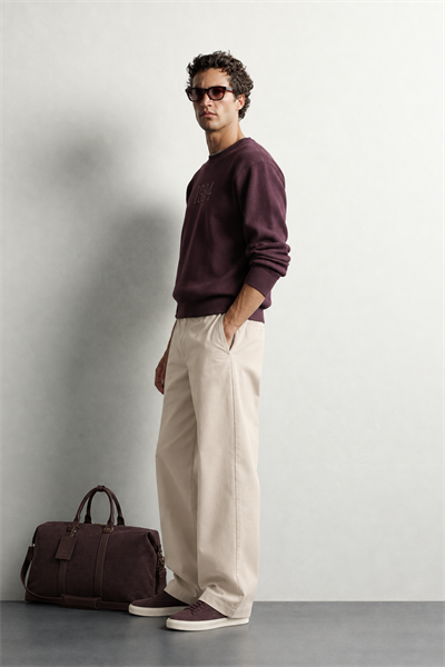 Erkek Ön ve Sırt Kabartma Nakış Detaylı Bisiklet Yaka Oversize Sweatshirt