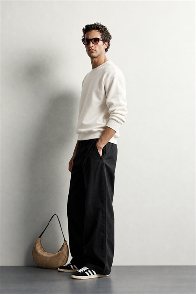 Erkek Ön ve Sırt Kabartma Nakış Detaylı Bisiklet Yaka Oversize Sweatshirt