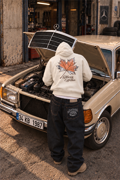 Erkek Oversize İçi Şardonlu Kapüşonlu Patch Baskılı Sweatshirt