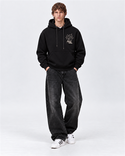 Erkek Oversize İçi Şardonlu Kapüşonlu Patch Baskılı Sweatshirt