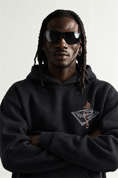 Erkek Patch Baskılı Nakışlı Şardonlu Kapüşonlu Oversize Sweatshirt