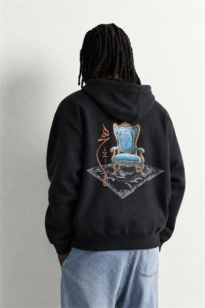 Erkek Patch Baskılı Nakışlı Şardonlu Kapüşonlu Oversize Sweatshirt