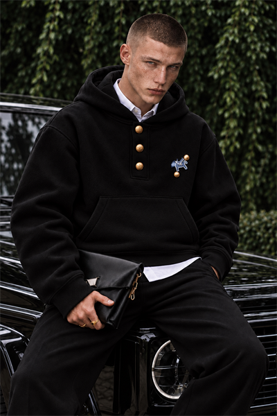 Erkek Premium Oversize Kapüşonlu İçi Şardonlu Düğmeli Sweatshirt