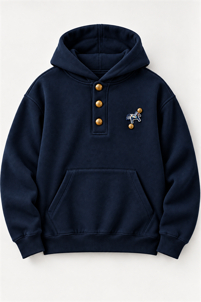 Erkek Premium Oversize Kapüşonlu İçi Şardonlu Düğmeli Sweatshirt