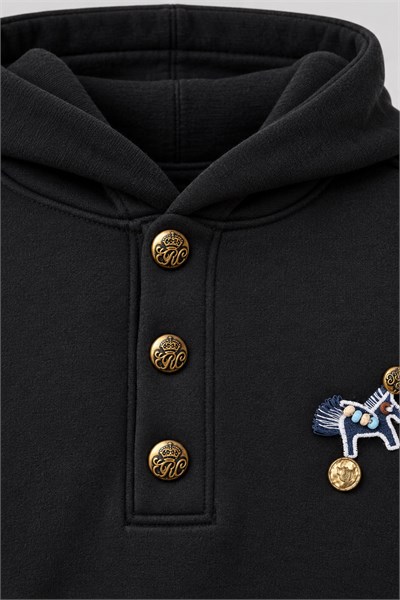 Erkek Premium Oversize Kapüşonlu İçi Şardonlu Düğmeli Sweatshirt