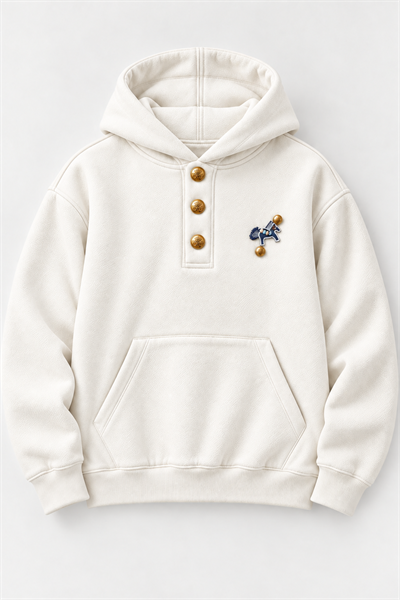 Erkek Premium Oversize Kapüşonlu İçi Şardonlu Düğmeli Sweatshirt