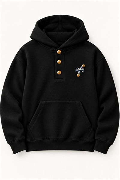 Erkek Premium Oversize Kapüşonlu İçi Şardonlu Düğmeli Sweatshirt