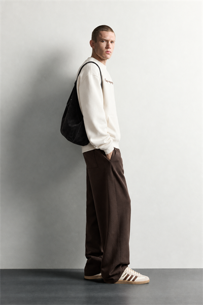 Erkek Sırt Çerçeve Baskılı Şardonlu Bisiklet Yaka Oversize Sweatshirt