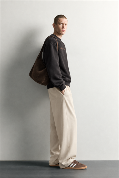 Erkek Sırt Çerçeve Baskılı Şardonlu Bisiklet Yaka Oversize Sweatshirt