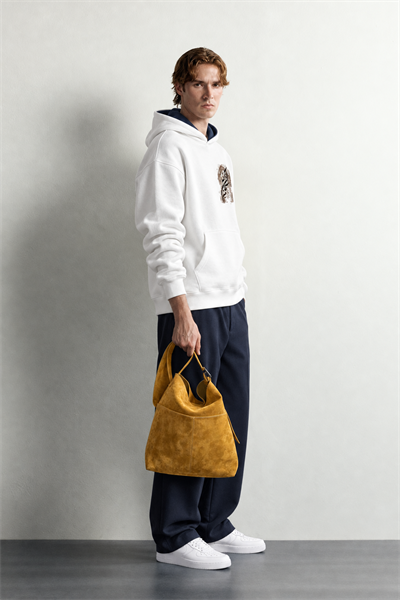Erkek Van Gogh Patch Baskılı Şardonlu Kapüşonlu Oversize Sweatshirt