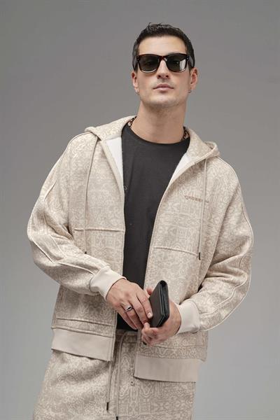 Etnik Desen Detaylı Reglan Kol Kapüşonlu Alt Üst Takım