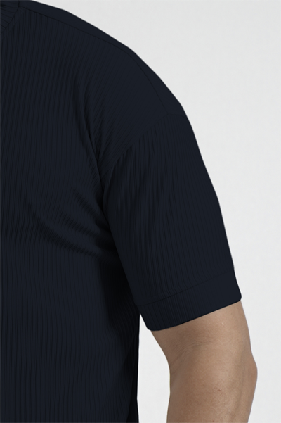 Fitilli Esnek Bisiklet Yaka Erkek Yarım Oversize Kalıp Tişört