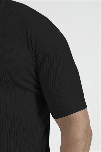 Fitilli Esnek Bisiklet Yaka Erkek Yarım Oversize Kalıp Tişört