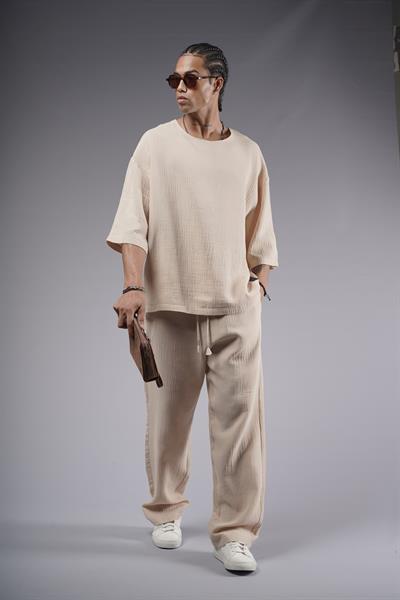 Geniş Yaka Oversize Kalıp Müslin Alt Üst Takım