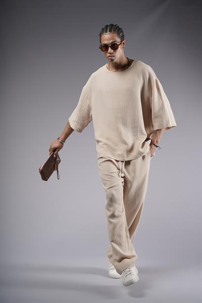 Geniş Yaka Oversize Kalıp Müslin Alt Üst Takım