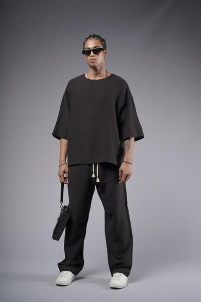 Geniş Yaka Oversize Kalıp Müslin Alt Üst Takım