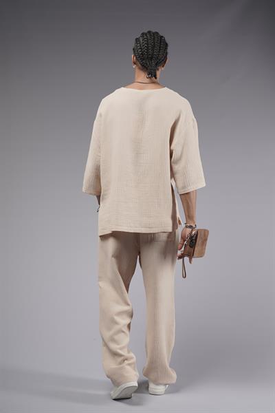 Geniş Yaka Oversize Kalıp Müslin Alt Üst Takım