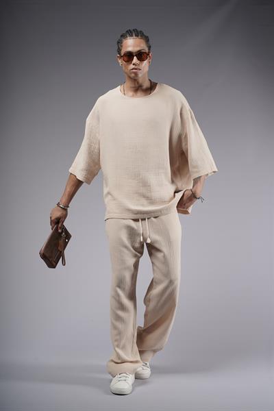 Geniş Yaka Oversize Kalıp Müslin Alt Üst Takım