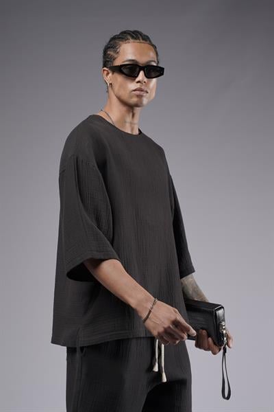 Geniş Yaka Oversize Kalıp Müslin Alt Üst Takım