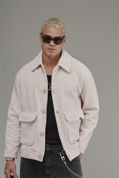 Gömlek Yaka Düğmeli Oversize Kalıp Erkek Polar