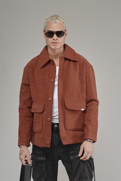 Gömlek Yaka Düğmeli Oversize Kalıp Erkek Polar