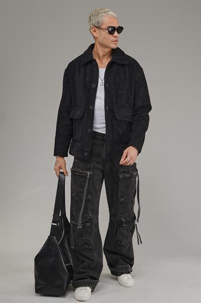 Gömlek Yaka Düğmeli Oversize Kalıp Erkek Polar