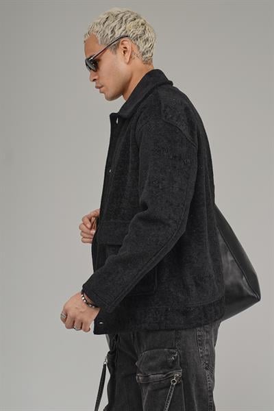 Gömlek Yaka Düğmeli Oversize Kalıp Erkek Polar