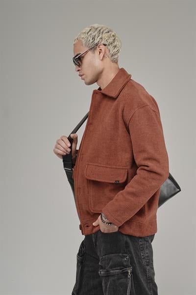 Gömlek Yaka Düğmeli Oversize Kalıp Erkek Polar