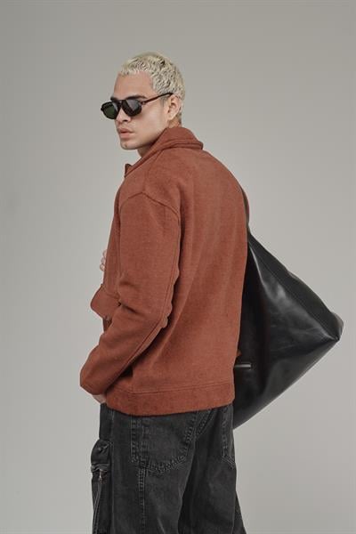 Gömlek Yaka Düğmeli Oversize Kalıp Erkek Polar