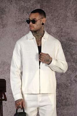 Gömlek Yaka Fermuarlı Keten Alt Üst Takım