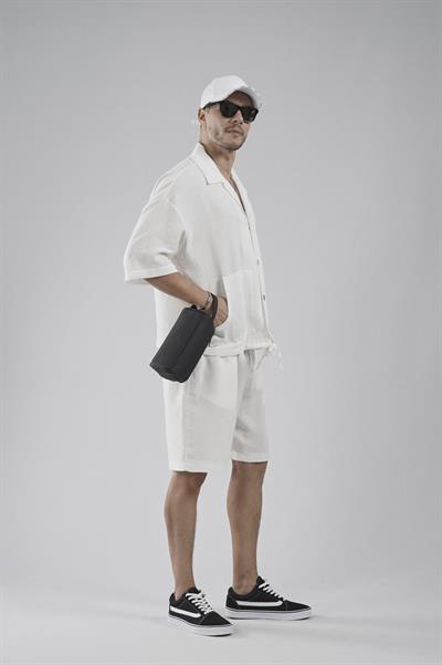 Kanguru Cepli Oversize Kalıp Erkek Gömlek Şort Alt Üst Takım