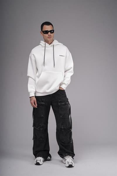 Kapuşonlu Baskılı Oversize Kalıp Unisex Hoodie Sweatshirt