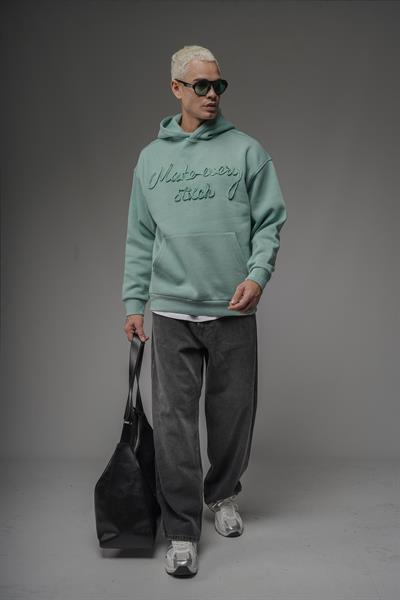 Kapüşonlu Önü Biye Kordoneli Hoodie Sweatshirt