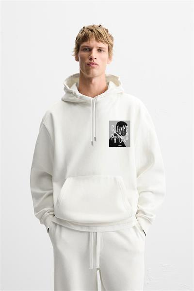 Kapuşonlu Oversize Kalıp Creative Proces Baskılı Hoodie