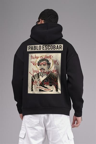 Kapuşonlu Oversize Kalıp Pablo Escobar Baskılı Unisex Hoodie Sweatshirt