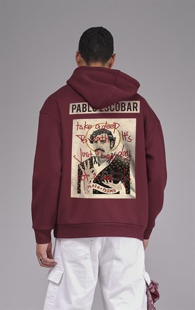 Kapuşonlu Oversize Kalıp Pablo Escobar Baskılı Unisex Hoodie Sweatshirt
