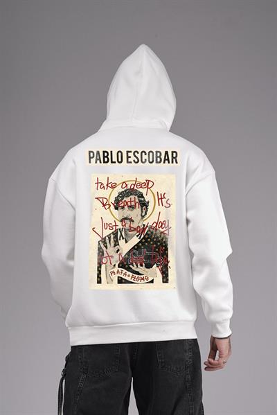 Kapuşonlu Oversize Kalıp Pablo Escobar Baskılı Unisex Hoodie Sweatshirt