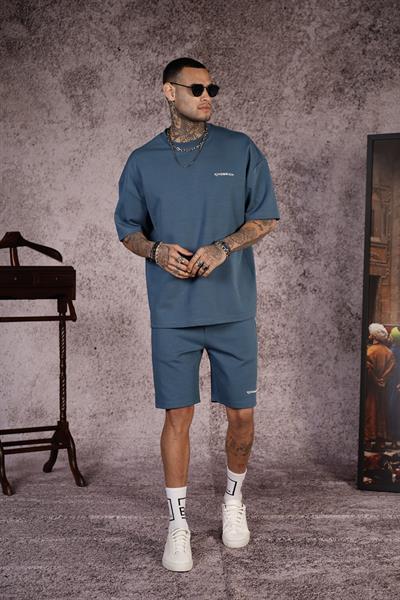 King Brich Baskılı Oversize Kalıp Unisex Şort Takım