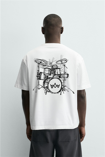 Kingbrich Bateri Baskılı Oversize Kalıp Erkek Tişört