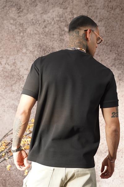 Kingbrich Bisiklet Yaka Pamuklu Yarım Oversize Kesim Erkek Tişört