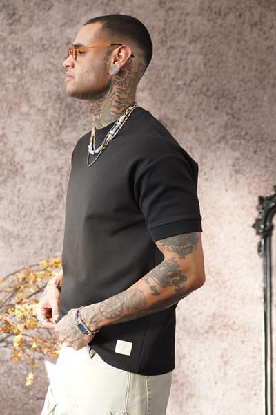 Kingbrich Bisiklet Yaka Pamuklu Yarım Oversize Kesim Erkek Tişört