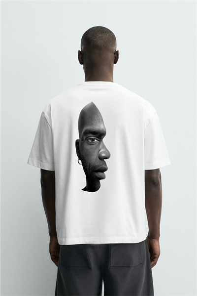 Kingbrich Deceptive Face Baskılı Oversize Baskılı Erkek Tişört