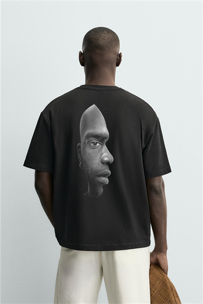 Kingbrich Deceptive Face Baskılı Oversize Baskılı Erkek Tişört