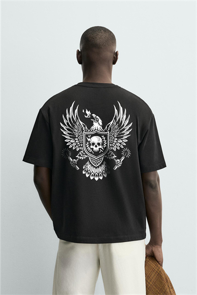 Kingbrich Eagle Baskılı Oversize Kalıp Erkek Tişört