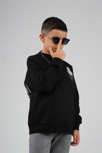 Kingbrich Kids Arkası Labubu Baskılı Bisiklet Yaka Oversize Kalıp Sweatshirt